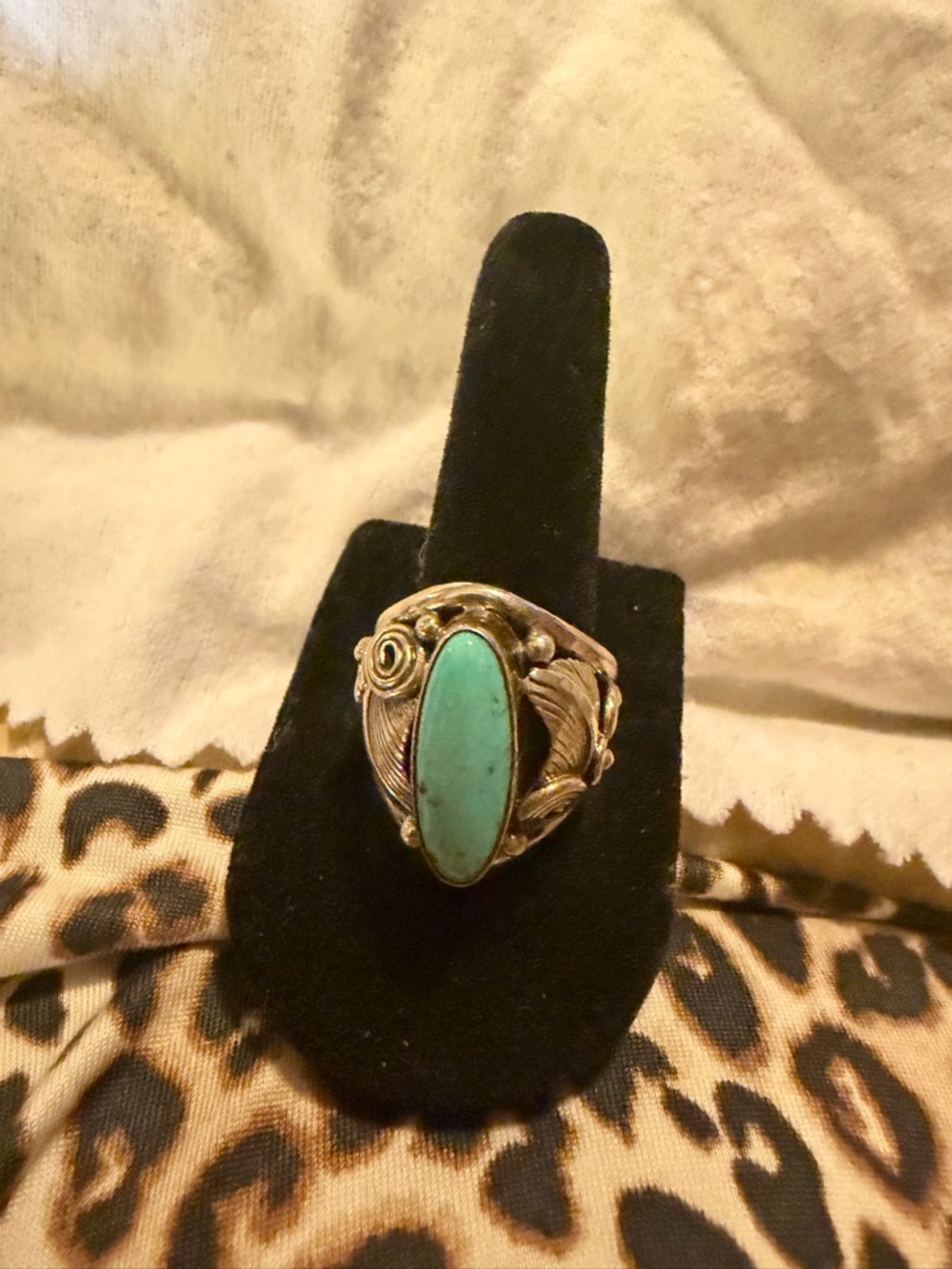 .925 Sterling Silver Turquoise Oval Stone Ring - Women Jewelry